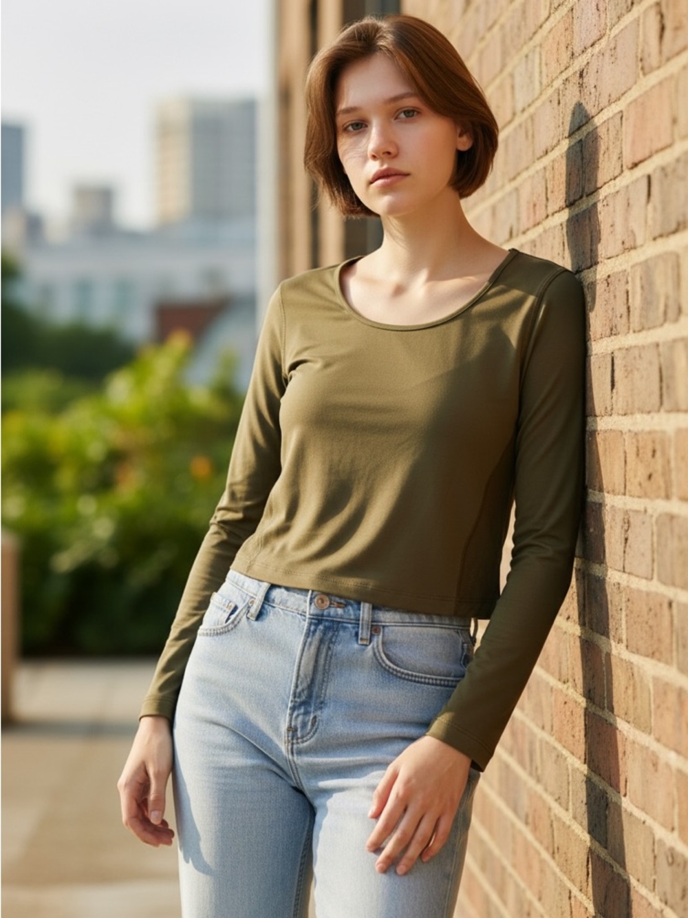 Women’s Athleta Olive Long Sleeve Mesh  Top